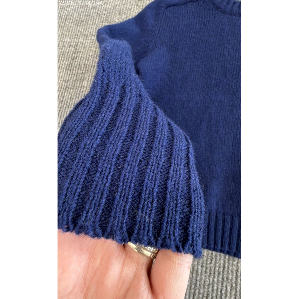 Vintage 90s Glen Kaylin Women's Navy Shetland Wool Crewneck Sweater Sz S - Picture 6 of 7